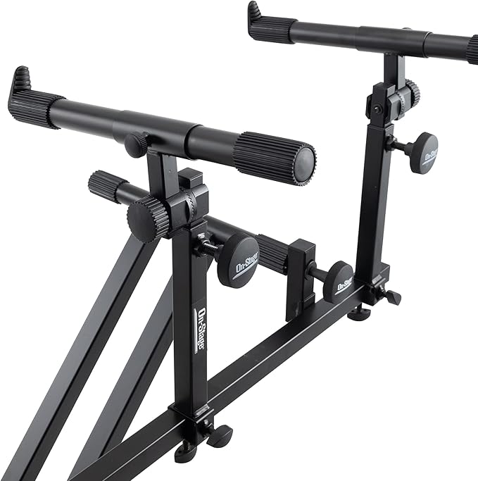 On-Stage KSA8500 Deluxe Keyboard Tier (Multi-Level Keyboard Support for Stacking Digital Pianos, MIDI Controllers, Synthesizers&Organs, Up to 66LBs, Adjustable Arm, Fits X-Style Stands, Black)