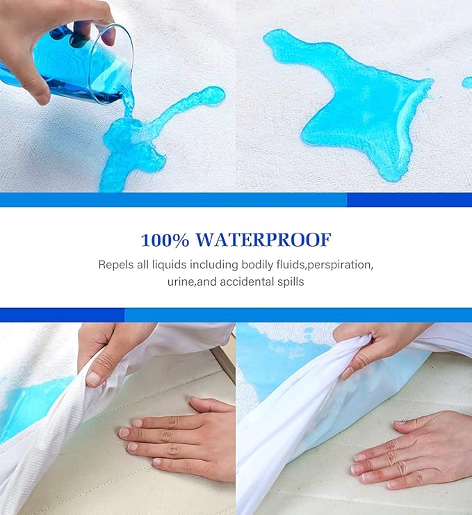 Full Size Mattress Protector Waterproof Mattress Topper Pad Cover Super Noiseless Soft & Breathable Mattress Protector Terry for Pets Kids Adults 54" x 75" Fitted Bed Sheets