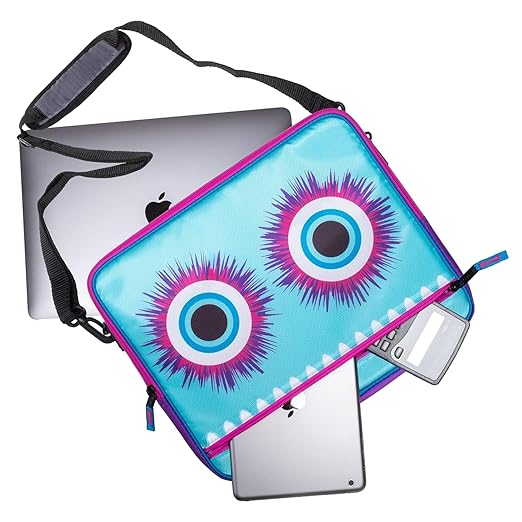 Case it 6 Pack Universal Monster Eye Zipper Binder with Removable Laptop Sleeve, 2-Inch O Rings, Shoulder Strap, LT-307-ME-C-MAG, Magenta