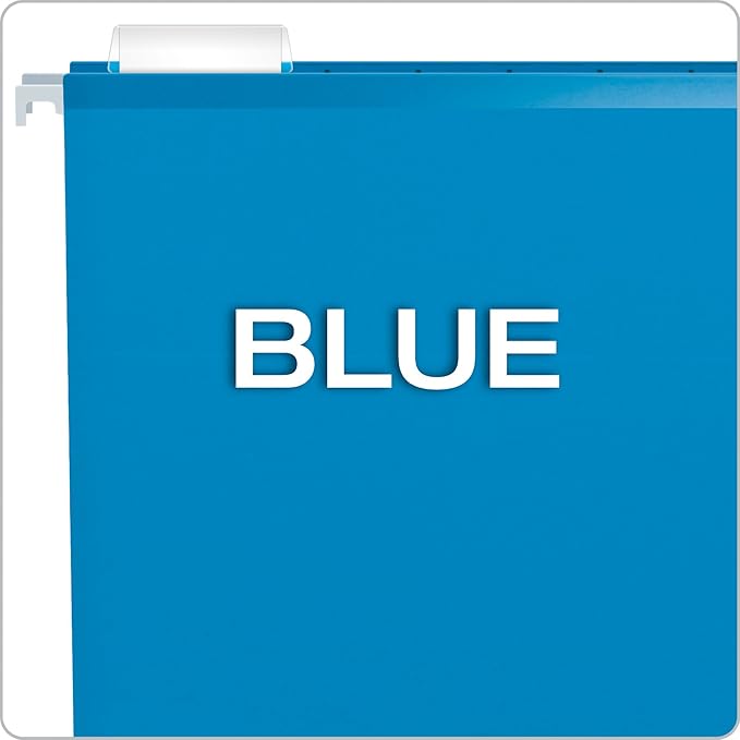 Pendaflex Reinforced Hanging File Folders, Letter Size, Blue, 1/5 Cut, 25/BX (4152 1/5 BLU) (Pack of 2)