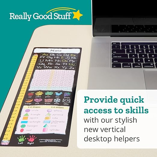 Really Good Stuff Vertical Chalkboard-Style Desktop Helpers, Vinyl, Self-Adhesive- Set of 24 - Primary
