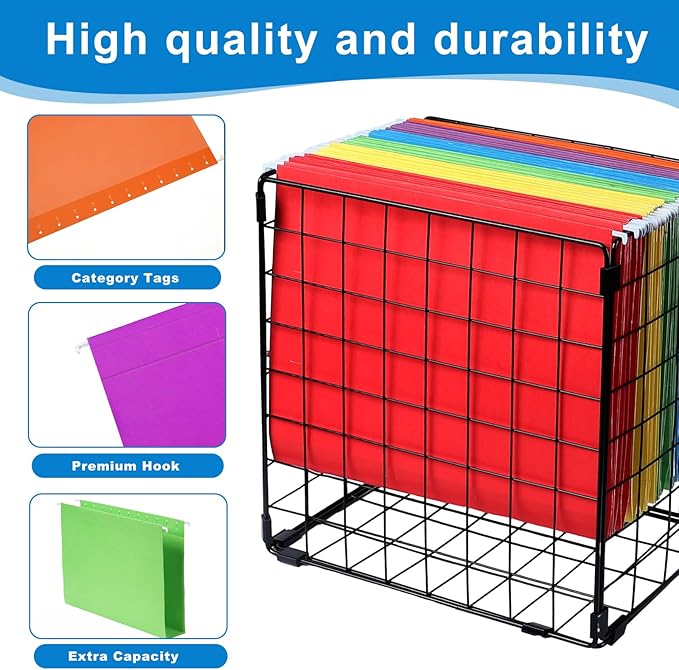 30 Pack Hanging File Folders, Letter Size with 1/5-Cut Adjustable Tabs, 6 Selected Color - File Folder Organizer for Filing Cabinet Office Home, Designed for Bulky Files, Medical Charts