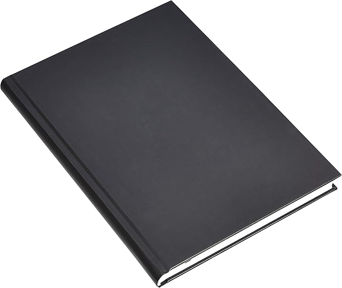 Amazon Basics Professional Hardcover Writing Journal for Journaling and Note Taking, Sturdy, Perforated Pages, 10.5 x 7.5 inches, Black, 2-Pack