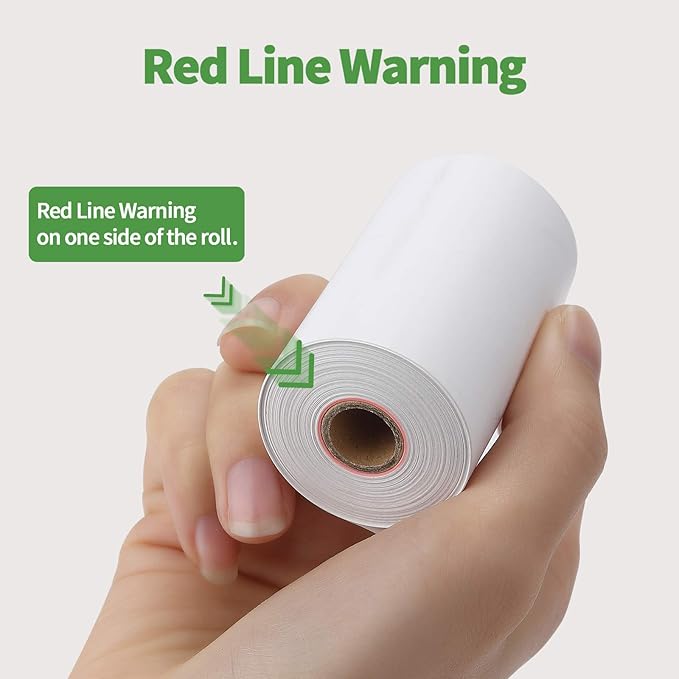 MUNBYN 2 1/4" inch x 50'ft Thermal Paper (50 Rolls), BPA Free Receipt Paper, 58mm Thermal Receipt Papers Fits All 58mm Thermal POS Printer, Square Terminal Credit Card Machines printers clearly