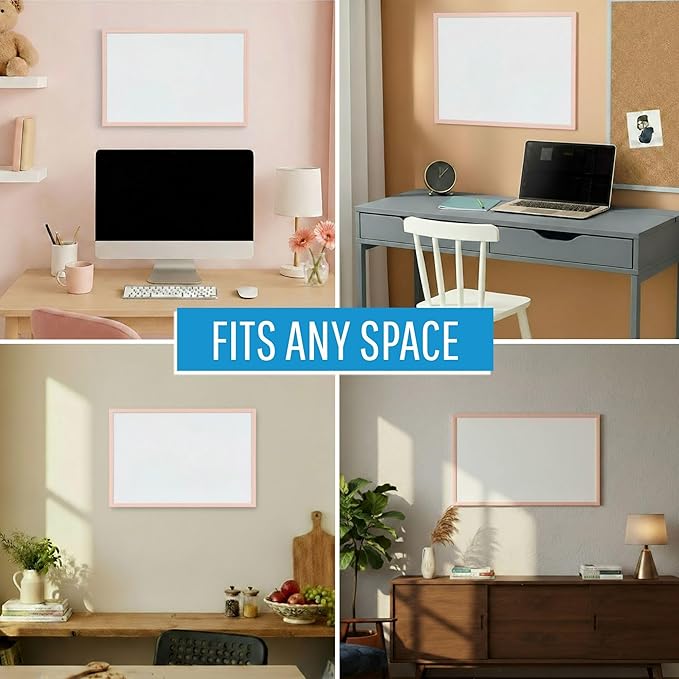 MasterVision Pastel Magnetic Dry Erase White Board, 16" x 12", Salmon Pink Frame, Decorative Whiteboard for Kitchen, Dorm, or Classroom, Wall Décor for Home Office