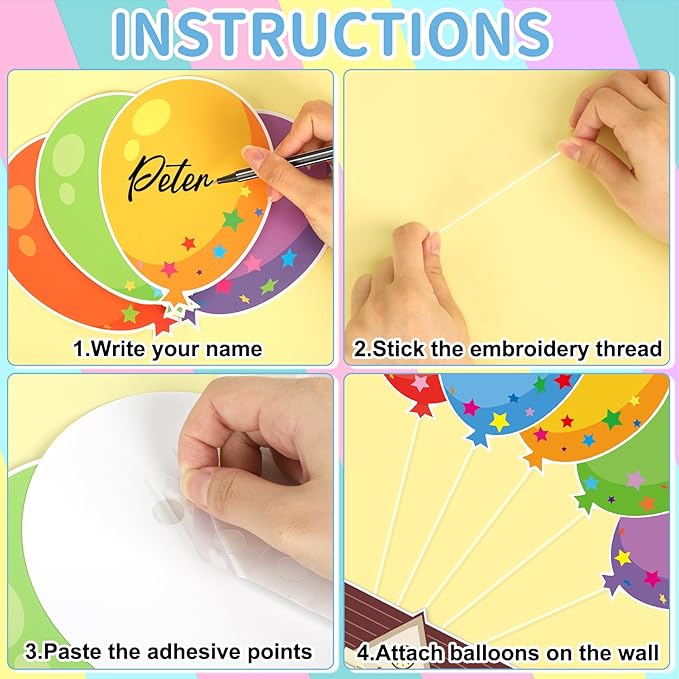 Colorful Balloon Bulletin Board Set for Classroom Mix Adventure Cloud Balloon Themed Cutouts for Back to School Supplies Name Tags Decorations for Wall Decors