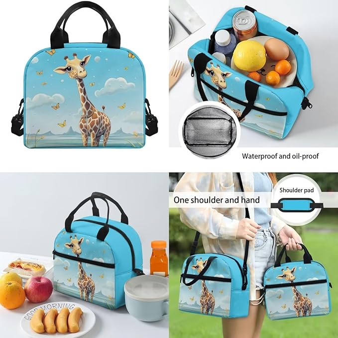 Giraffe Backpack for Girls 6-8 8-10 10-12 Boys School Bag with Lunch Box and Pencil Case Kids Schoolbag Elementary Kindergarten Preschool Middle School Bookbag Water Bottle Cover