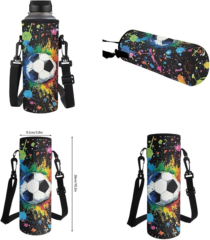 4pcs/set Football Backpack for Girls 6-8 10-12 Big for 4Th Grade Kids School Bag Set Teen Boys Schoolbag Elementary Preschool Bookbag with Lunch Bags Pencil Case Water Bottle Sleeve