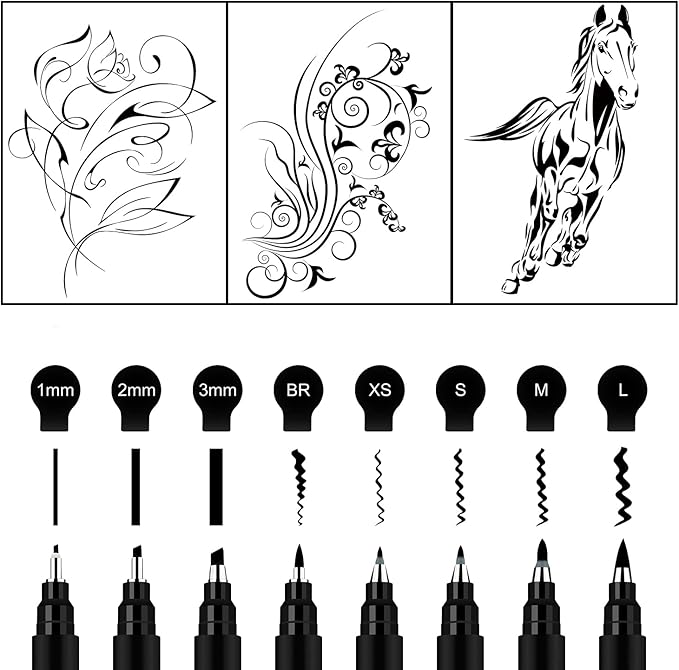 Calligraphy Pens,8 Size Calligraphy Pens for Writing,Brush Pens Calligraphy Set for Beginners, Hand Lettering Pens