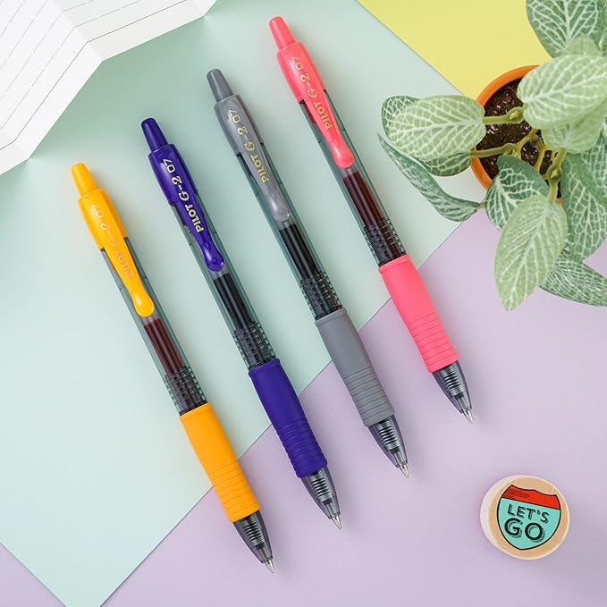 Pilot G2 Premium Gel Roller Pens, Fine Point 0.7 mm, Iris Blue Ink Pens Fine Point, Pack of 12 - Ideal for School, Journaling, and Office Writing
