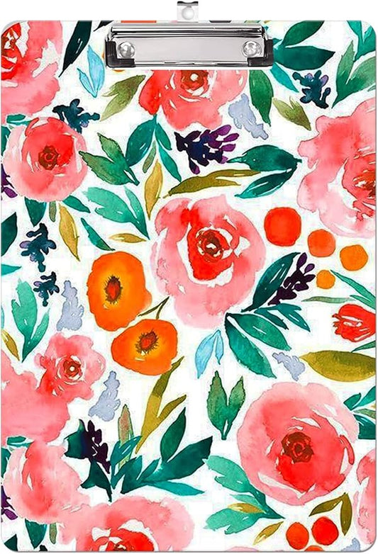 Fashion Clipboard, A4 Letter Size Wooden Decorative Clipboards for Teacher, Nurse, Doctor,Student and Kids, Cute Design for Standard Size 12.2" x 8.9" (C-Pink Floral)