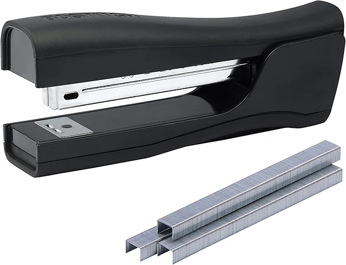 Bostitch Office Eco-Friendly Dynamo 4 in 1 Standup Stapler, Includes 420 Staples, 20 Sheet Capacity, Integrated Pencil Sharpener, Staple Remover & Staple Storage, Black