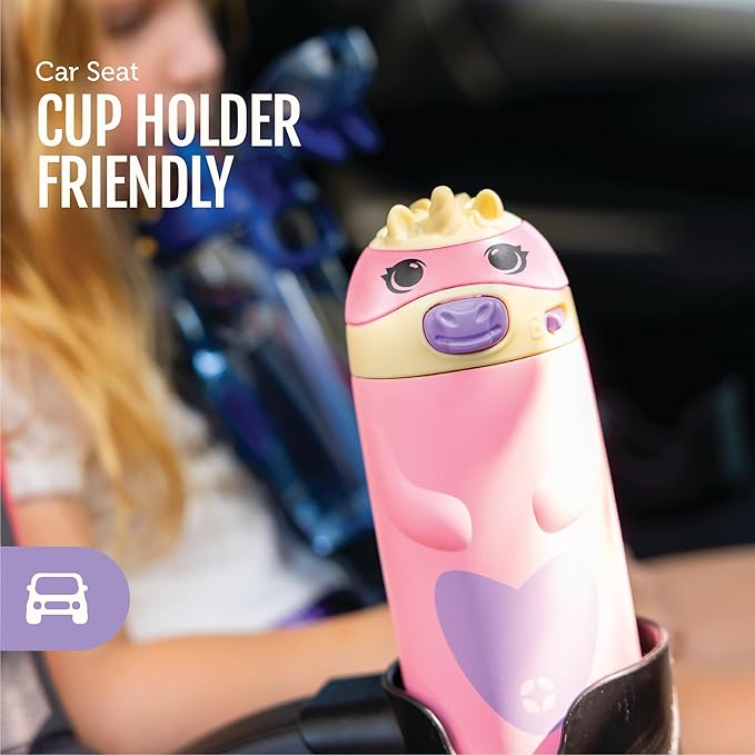 Ello Ellies 12oz Vacuum Insulated Stainless Steel Kids Water Bottle with Straw and Built-in Carrying Handle and Leak-Proof Locking Lid for School Backpack, Lunchbox and Outdoor Sports, Panda