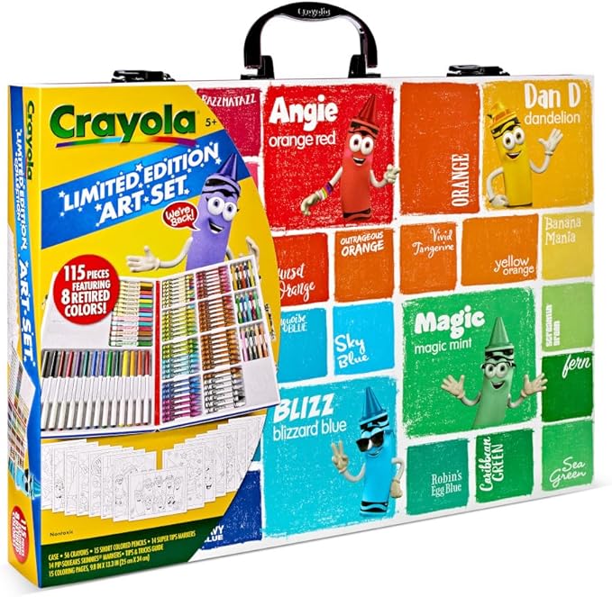 Crayola Limited Edition Coloring Set (115 Pcs), Kids Art Supplies & Drawing Kit with Crayons, Markers & Colored Pencils in Storage Case, Gifts, Ages 5+