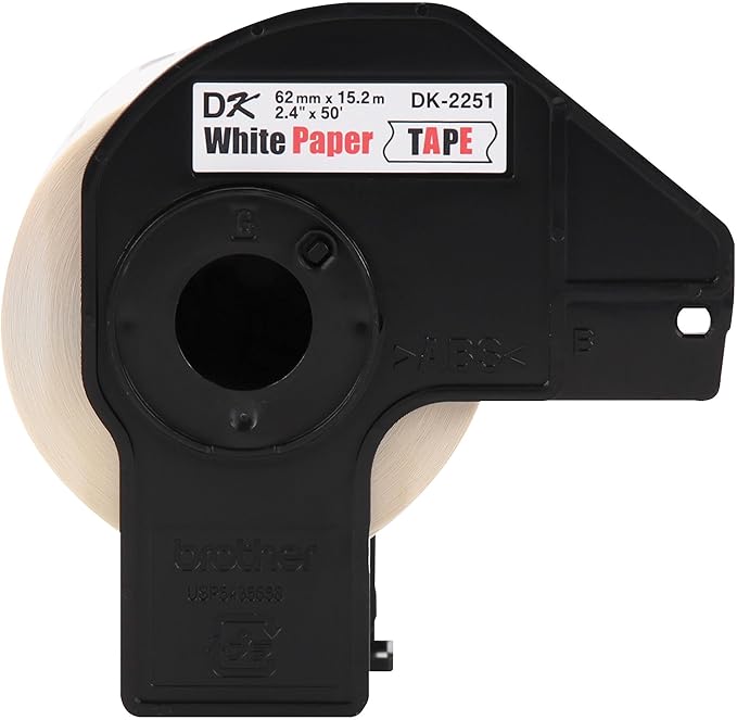 Brother Genuine DK-22513PK Continuous Length Replacement Labels, Black/Red Label on White Paper Tape, Engineered with Excellence, 2.4â€ x 50 feet, (3) Rolls per Box (DK22513PK)