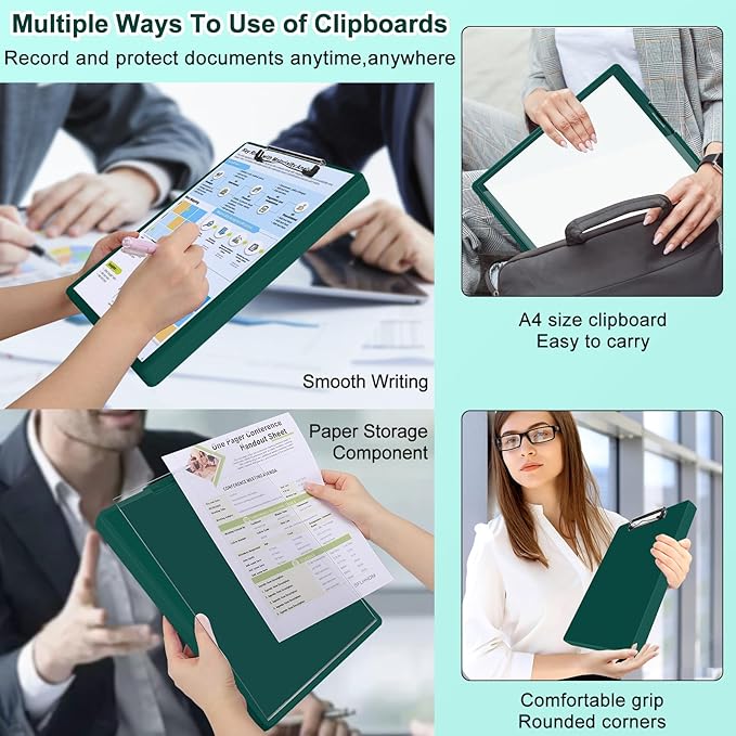 SFLHHDM Clipboard with Storage,Heavy Duty Clip Boards 8.5x11 with 2 Storage Case,Clear Visible Panel Storage Clipboards,Side Opening Nursing Clipboard Folder for Office Supplies-Bottle Green
