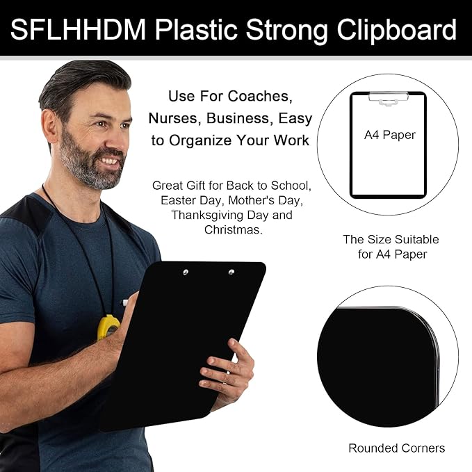 2 PCS A4 Clipboards,Plastic Clipboard with Pen Holder,Clip Boards 8.5x11 with Low Profile Clip,Cute Hanging Clipboard for School Office Supplies Clipboards for Kids,Portable Clip Board