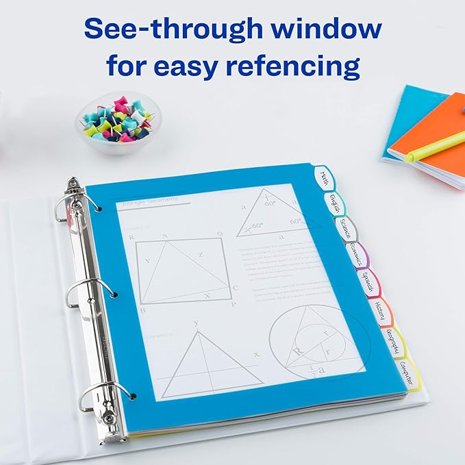 Avery Ultralast Big Tab Plastic Dividers for 3 Ring Binders, 8-Tab Sets, Multicolor with White Labels, 24 Sets, 192 Divider Tabs (24901)