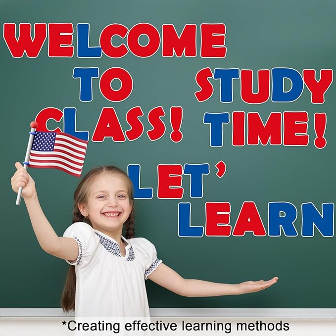 Qyeahkj 150 PCS 4th of July Large 6 Inch Font Letters and Punctuation Set Independence Day Classroom Alphabet Cutouts for Bulletin Board Display Home School Classroom Decor Memorial Day Decorations