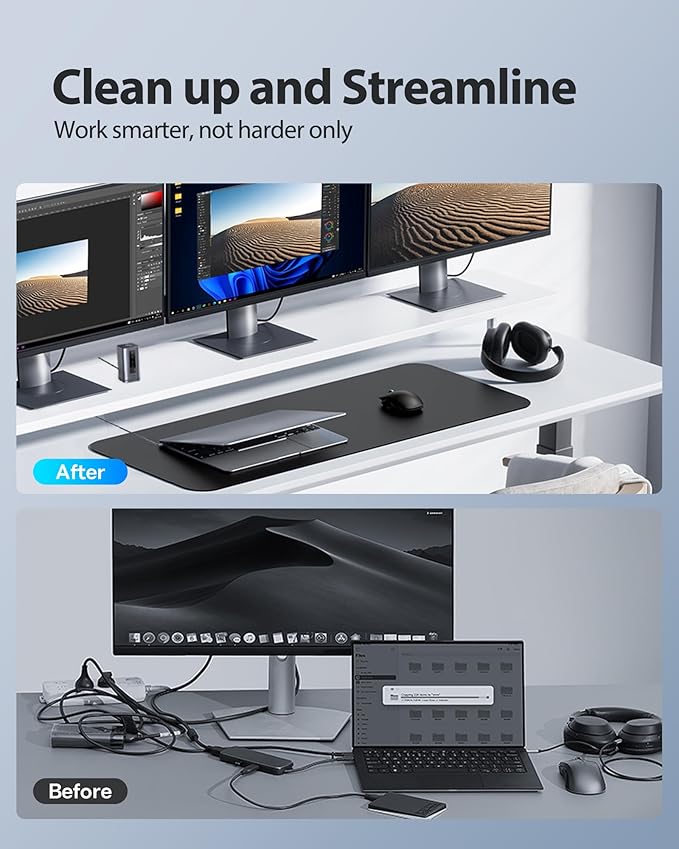 Baseus Docking Station, Spacemate(Win) 11 in 1, Triple Display, 4K HDMI and DP, 10Gbps USB A/C Ports, Gigabit Ethernet, 100W PD, Audio, Laptop Docking Station for Windows/Dell/HP/Lenovo/Asus/Acer/Mac