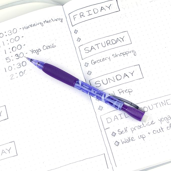 Pentel Icy Automatic Pencil, (0.5mm), Violet Barrel, Box of 12 (AL25TV)