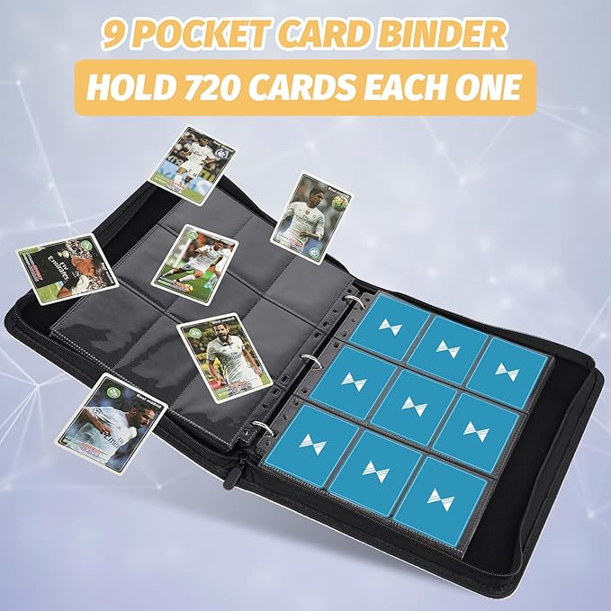 720 Card Binder, Premium Trading Card Binder, 9 Pocket Double Sided Pocket PU Card Collection Binder, Collector Card Album, Card Folder for MTG, TCG, Sports Cards, Game Cards (Dark Blue)