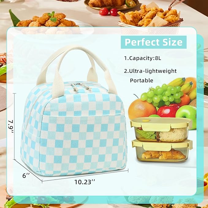 LEDAOU Lunch Box for Women Insulated Lunch Bag Corduroy Lunch Tote Bags Leakproof Cooler Lunch Case for Travel Work Picnic