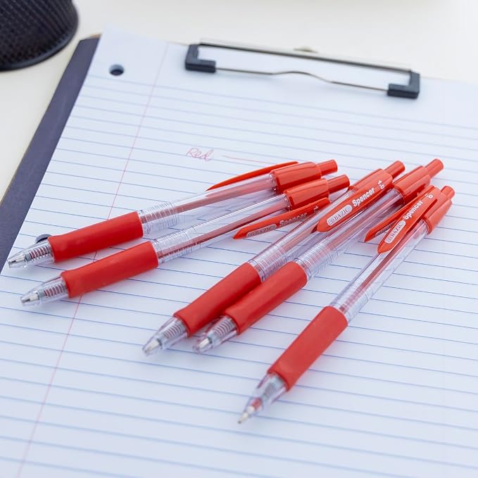 BAZIC PRODUCTS Gel Pens, Spencer Retractable Gel Pen, 1.0 mm Bold Tip for Smooth Writing for Office, School, or Teacher Use, Premium Writing Pens 5/Pack, 144-Packs