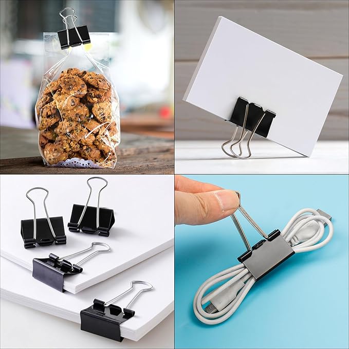 Ufmarine Small Binder Clips 1 Inch Length, (144 Pcs) Small Paper Clips for Office Supplies