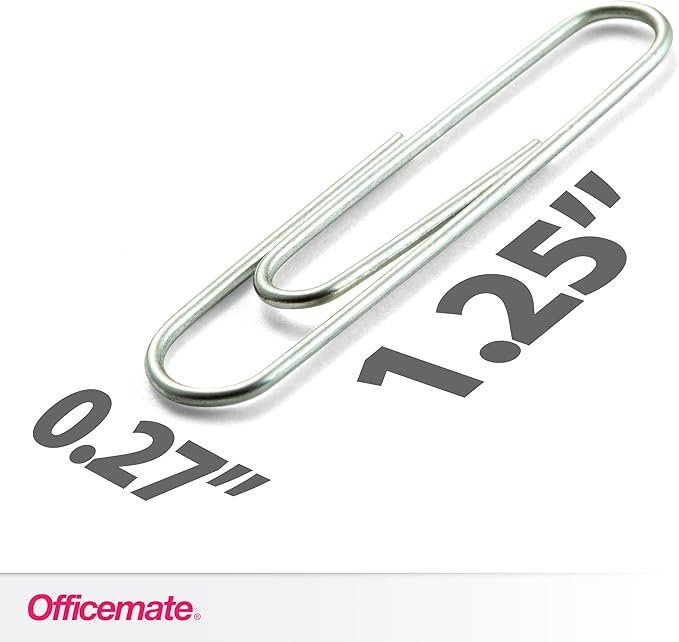 Officemate Premium #1 Paper Clips, 1,000 Paper Clips (10 Boxes of 100 Each) (99916) , Silver