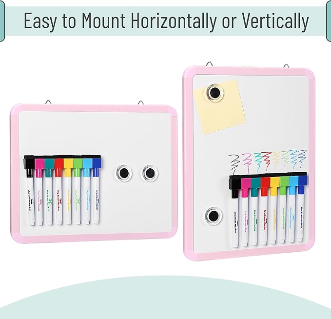 Mr. Pen- White Board, 12.5" x 9.5" with 8 Markers and 2 Magnets, Magnetic Dry Erase Board for Wall