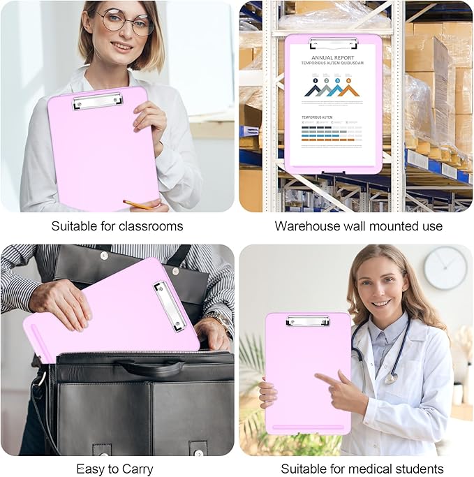 Hongri Clipboard with Storage, 8.5 x 11 Nursing Clip Board Foldable Storage for Nurses, Lawyers, Students, Classroom, Office, School, Size 13.4 x 9.4 X 0.9 in, Pale Pink