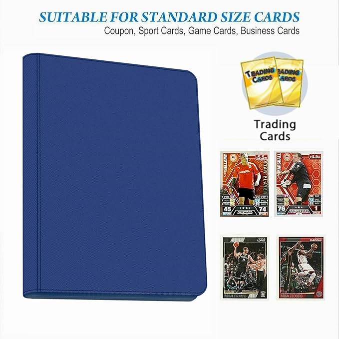 16 Pocket Card Binder, 1000+ Premium Zip Trading Card Binder, Double Sided Pocket Card Binder Album, Ringless Card Folder for MTG, TCG, Sports Card (Blue, 16Pockets)