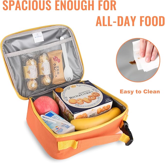 Genteen Lunch Box Lunch Bag for Kids Girls,Insulated Lunch Bag Women,Reusable Lunchbox for School,Work,Outdoor(Orange)