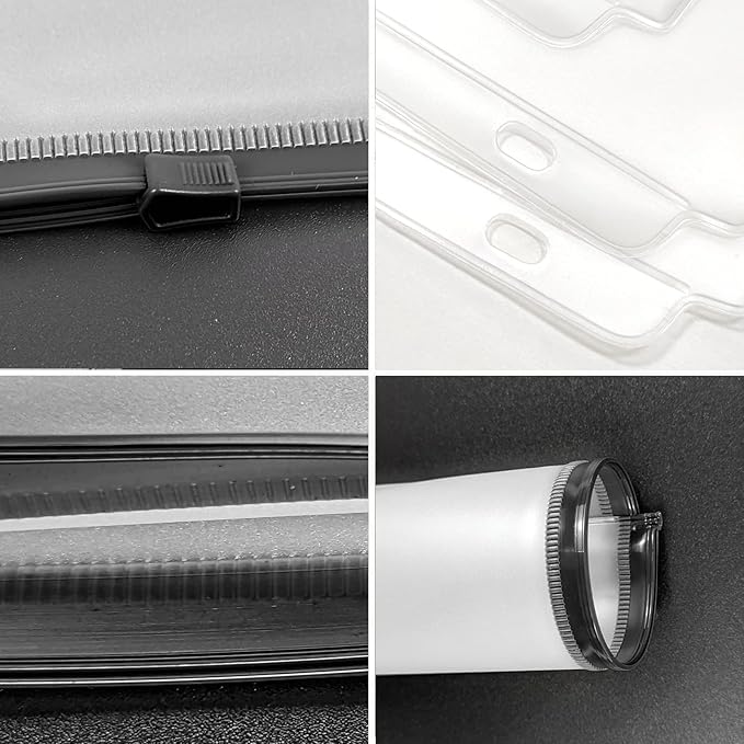 YoeeJob 3 Holes Clear PVC Zipper Binder Pocket Insert Pages Letter Size, 8 1/2"x 11 Loose Leaf Binder Filing Storage Bags 8 Packs(Black)