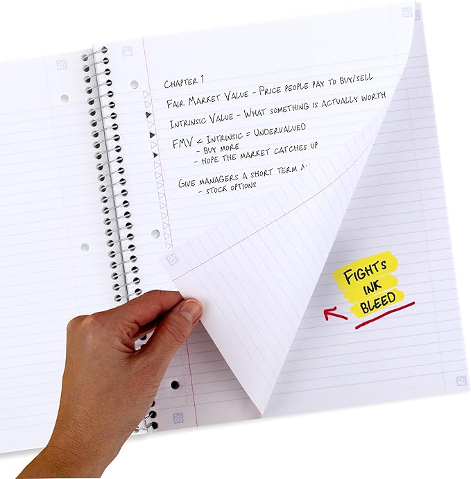 Five Star Spiral Notebook + Study App, 1 Subject, College Ruled, 8-1/2" x 11", 80 Sheets, Fights Ink Bleed, Water Resistant Cover, Ocean Tide (820443F-ECM)