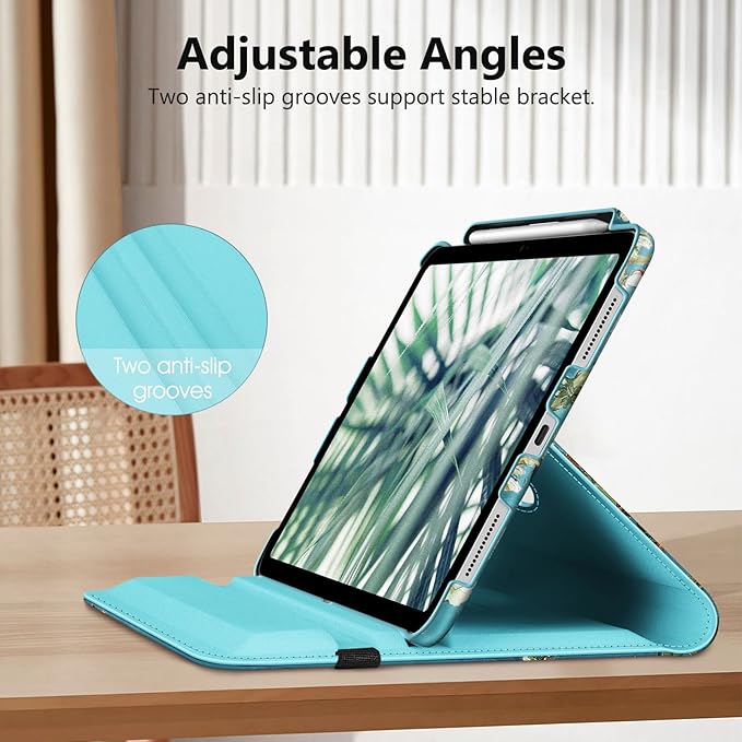 Fintie Rotating Case for iPad (A16) 11th Generation 11 Inch (2025), iPad 10th Generation 10.9 Inch (2022) - [Built-in Pencil Holder] 360 Degree Rotating Protective Stand Cover, Blossom