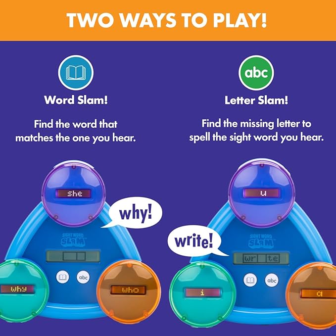 Educational Insights Sight Word Slam - Kindergarten Learning Activities, Electronic Sight Word Games, Flash Cards for Kids, Classroom Toys & Resources, Learn to Read CVC Words, Gifts for Kids Ages 5+