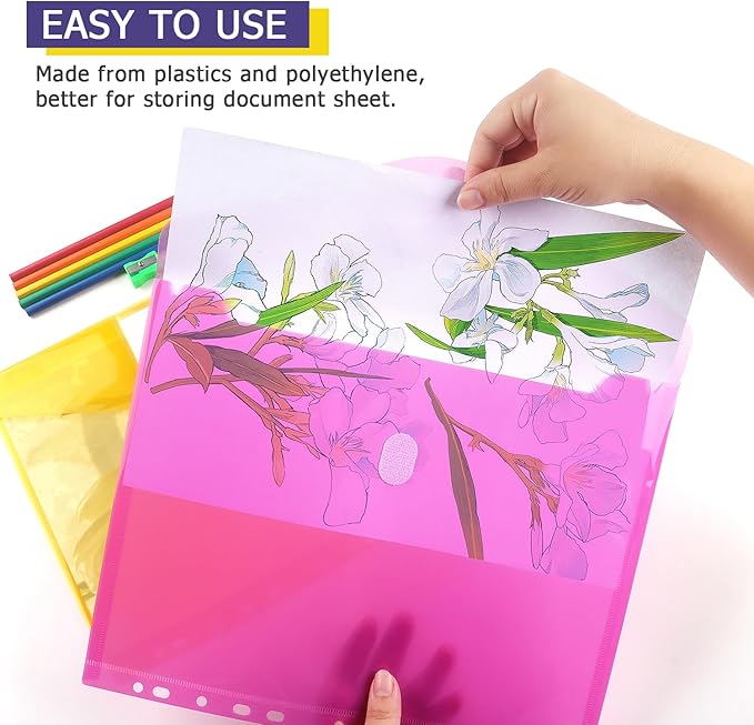 Tamaki 6 Pack Binder Pocket Folders, Binder Folders with Pockets for School Supplies, Letter Size, 11 Holes, Colorful