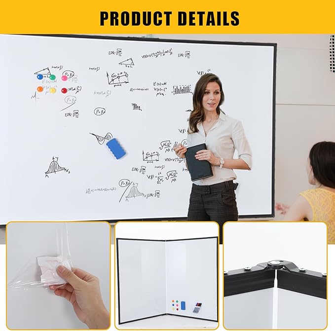 Magnetic Whiteboard 60x40 Inch - Large Dry Erase Board for Wall with Aluminum Frame & Deep Pen Tray - Smooth Writing Surface for Office, Classroom, Home & Conference Room