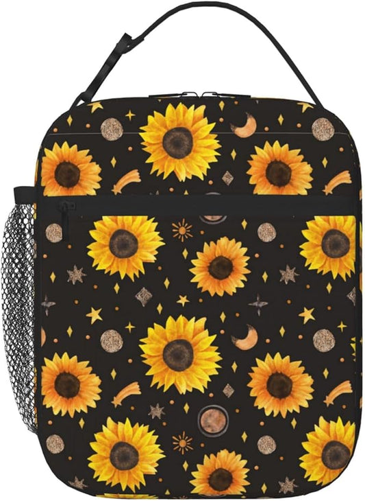 Sunflower Insulated Lunch Bag,Kids Lunch Box For Girls Boys Teen,Kid Lunch Box Containers Cooler Bag With Front Pocket For Women Men,Reusable Lunch Tote Bag Lunchbox For School/Work/Picnic/Office