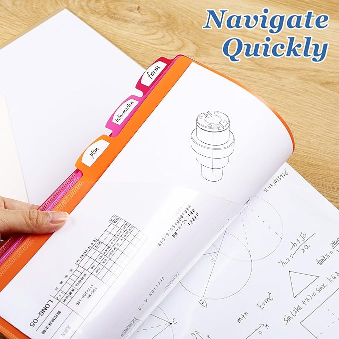 Epakh 24 Pcs Binder Dividers for 3 Rings Binders Index Dividers with Two Clear Pockets Plastics Sheets Protectors with Tab Labels for School Office Organization (Colorful)