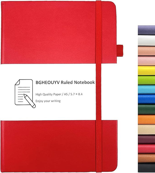 Notebook Journal, College Ruled Notebook Lined A5 160 Pages,Hard Cover Journals for Writing, Notebooks for Work Office School Women Men,5.7 inches x 8.4 inches(Red)