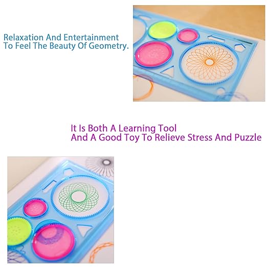 Multifunctional Geometric Ruler Set,Mathematics Drawing Ruler Geometric Drawing Template Measuring Tool Draft Rulers Million Flower Rulers