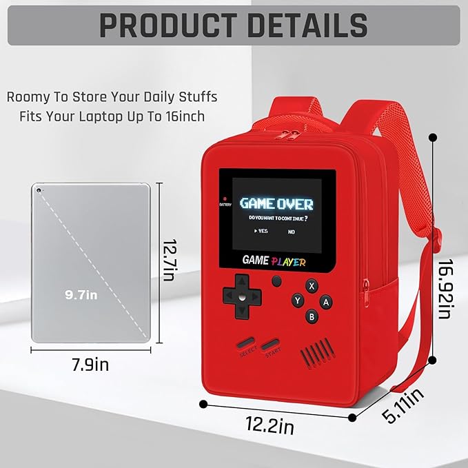 Gamer Backpack for Boys,School Boys Backpack for Kids Children Teens Elementary Middle High School,17" Large Capacity Student Bookbag & Multifunctional Video Game Travel Bag