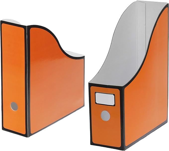 Simple Houseware 6-Pack Magazine File Holder Box, Foldable Cardboard Organizer with Label Slot, Multicolor
