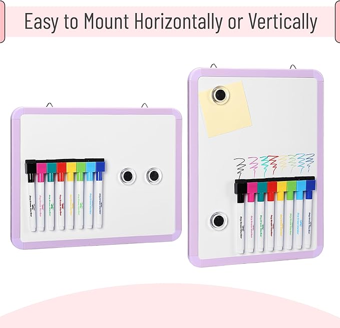 Mr. Pen- Dry Erase Board, 12.5" x 9.5" with 8 Dry Erase Markers and 2 Board Magnets, White Board Dry Erase, Magnetic Dry Erase Board, Small White Board Small Dry Erase Board for Wall