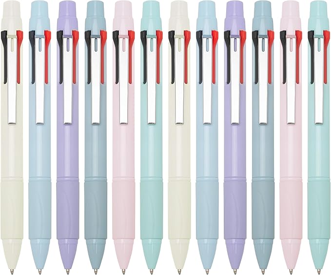 Multicolor Ball Point Pens 4-in-1 Colored Pens (1.0mm) Assorted Inks 4-Color Ballpoint Pen (12-count)