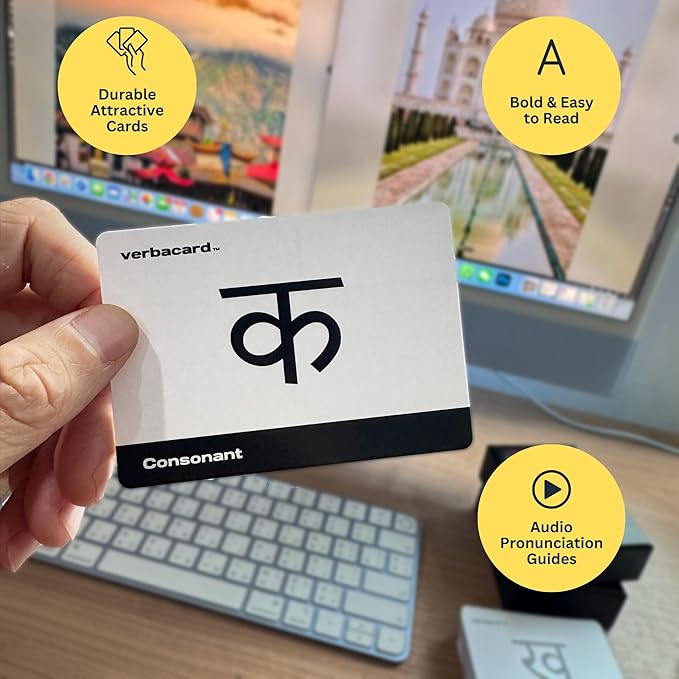 Hindi Alphabet Flashcards – Learn Devanagari Script Fast | Consonants & Vowels Study Deck with Romanized Transliteration & Audio | Hindi Language Starter Kit for Beginners & Students