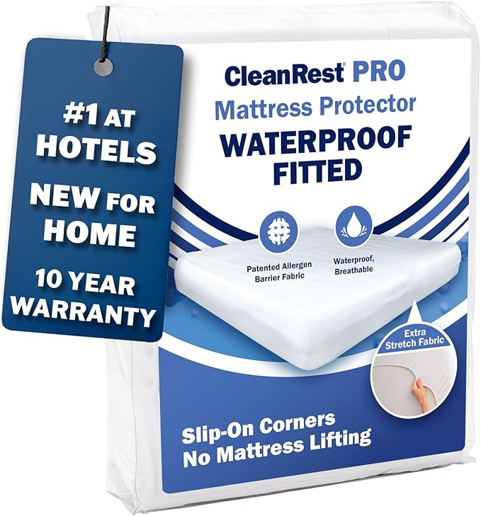 CleanRest Waterproof Mattress Fitted Sheet Protector, Ultimate Defense Against Spills and Wear, MicronOne Allergen Barrier, Breathable, Chemical-Free, Fits Mattress Depths 12" to 21" (King)